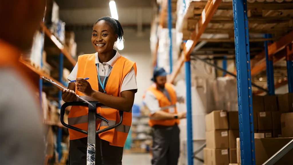 Warehouse worker checking stock