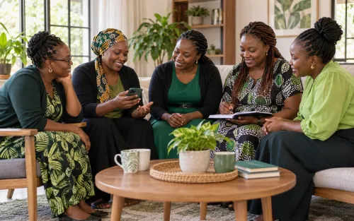 Group of women at a chama meeting